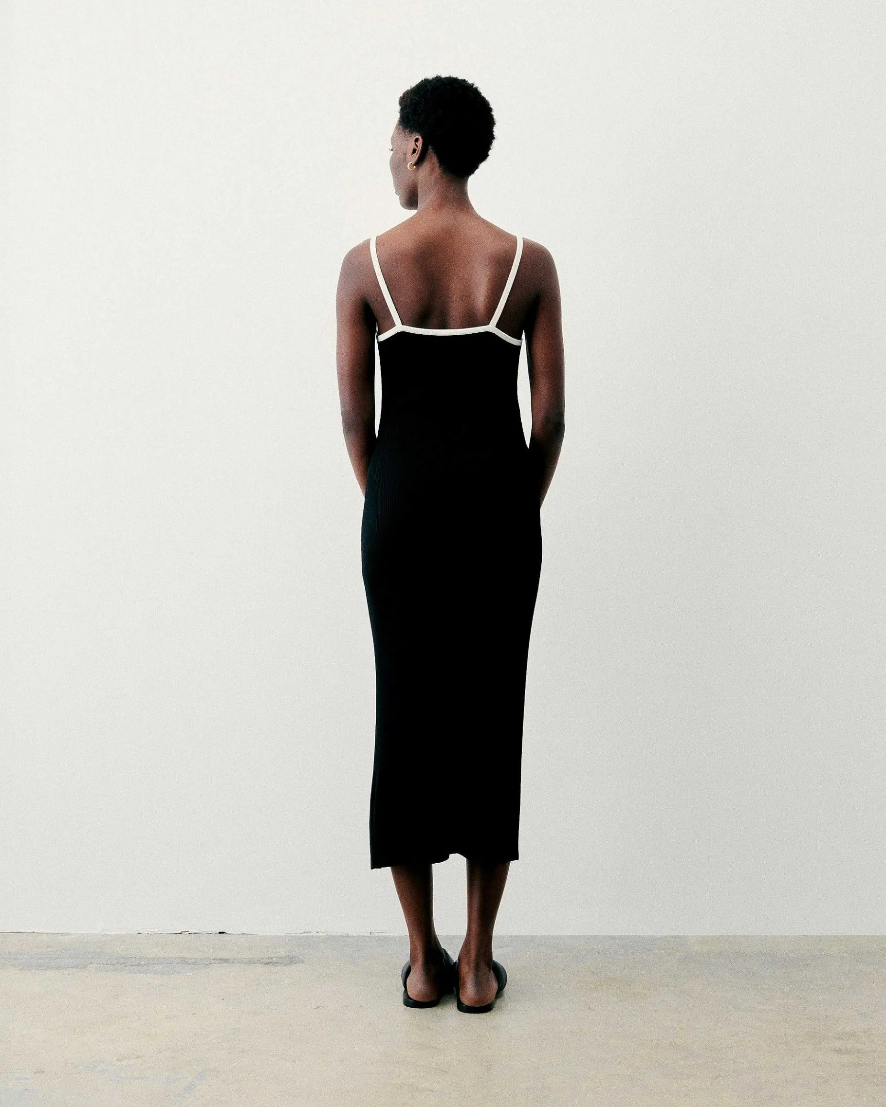 Clearance FROM FUTURE Robe Longue Bretelle Bicolore Noir