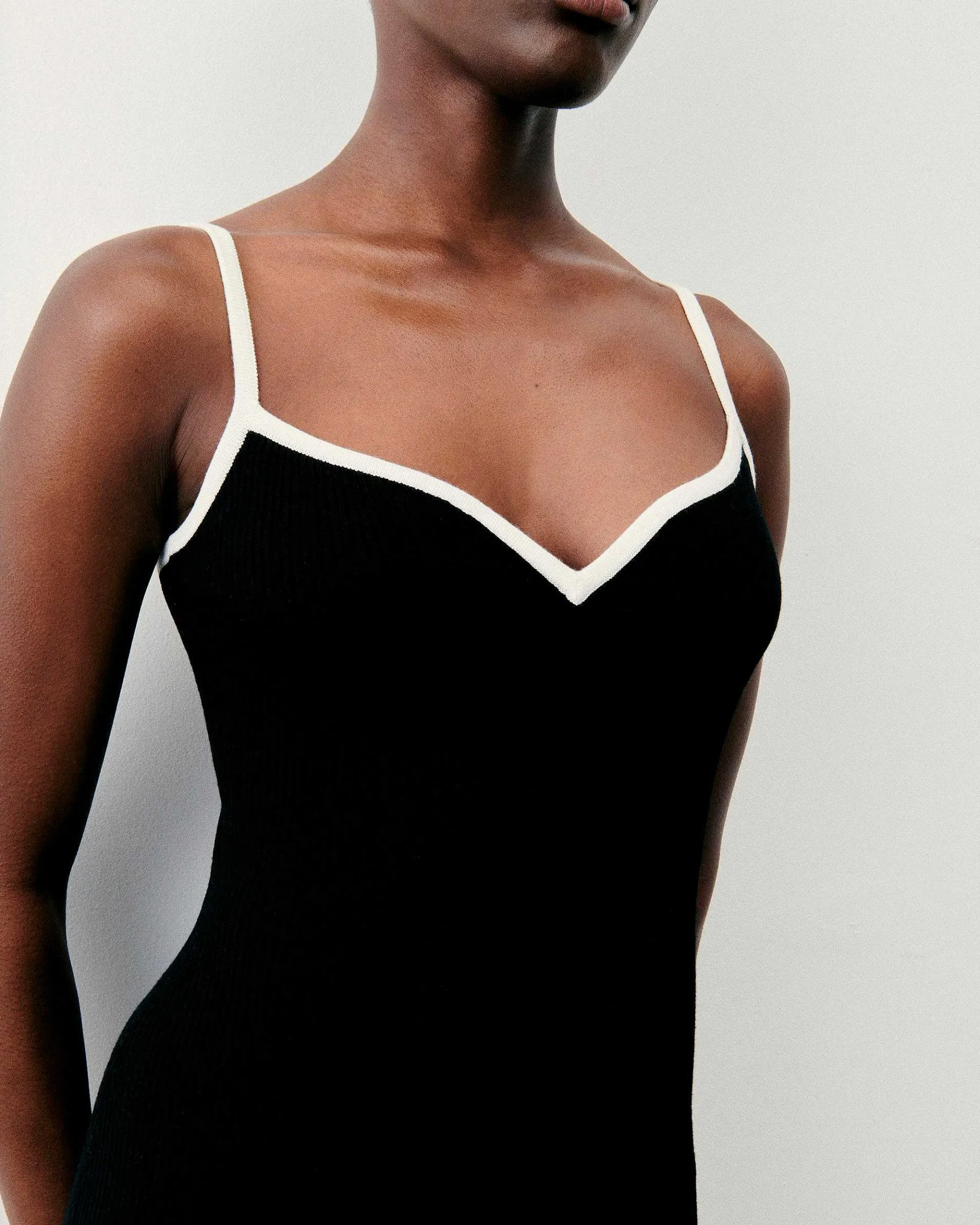 Clearance FROM FUTURE Robe Longue Bretelle Bicolore Noir
