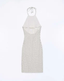 Discount FROM FUTURE Robe Longue Bretelle Josie Pois Ecru