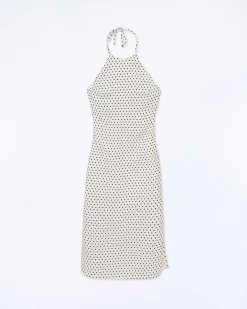 Discount FROM FUTURE Robe Longue Bretelle Josie Pois Ecru