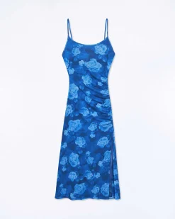 Online FROM FUTURE Robe Longue Bretelles Fines Mesh Romantic Roses