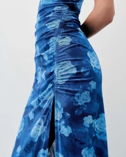 Online FROM FUTURE Robe Longue Bretelles Fines Mesh Romantic Roses