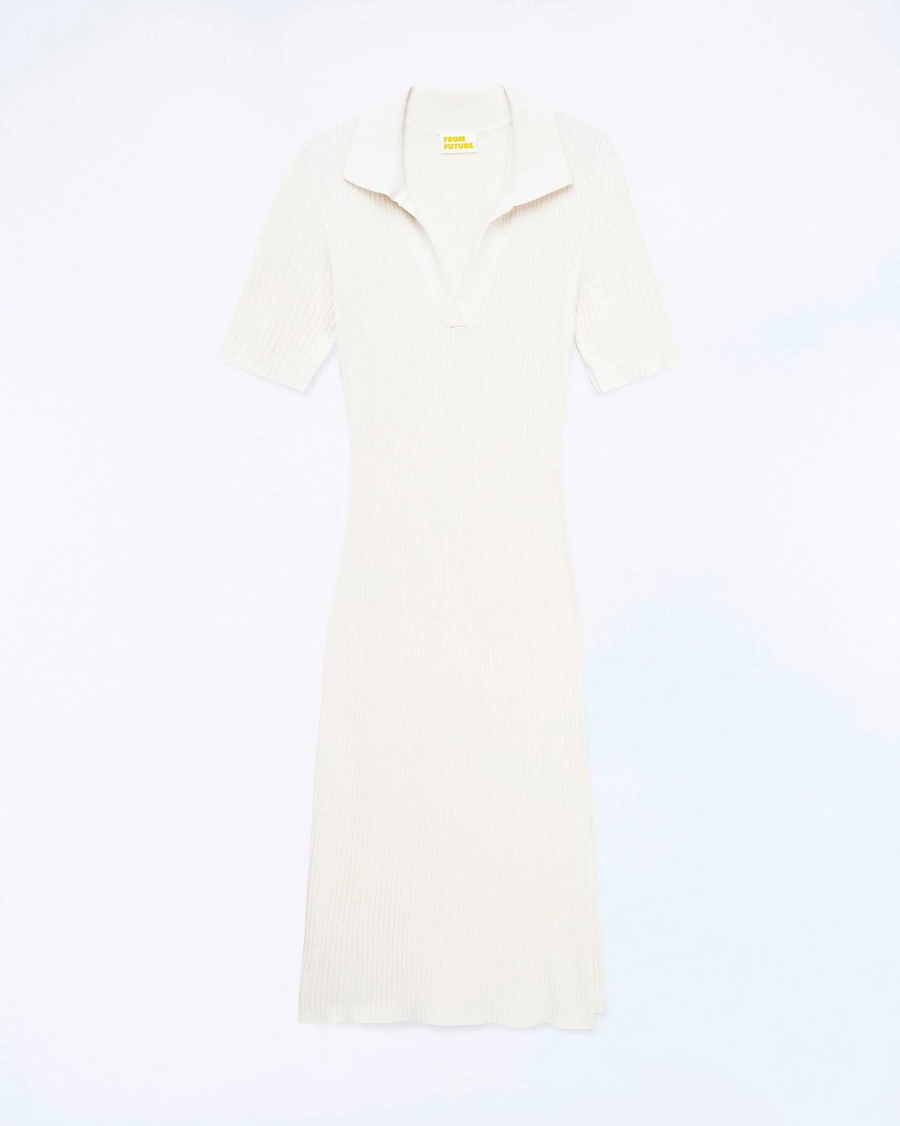 New FROM FUTURE Robe Longue Manche Courte Ecru