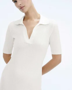 New FROM FUTURE Robe Longue Manche Courte Ecru