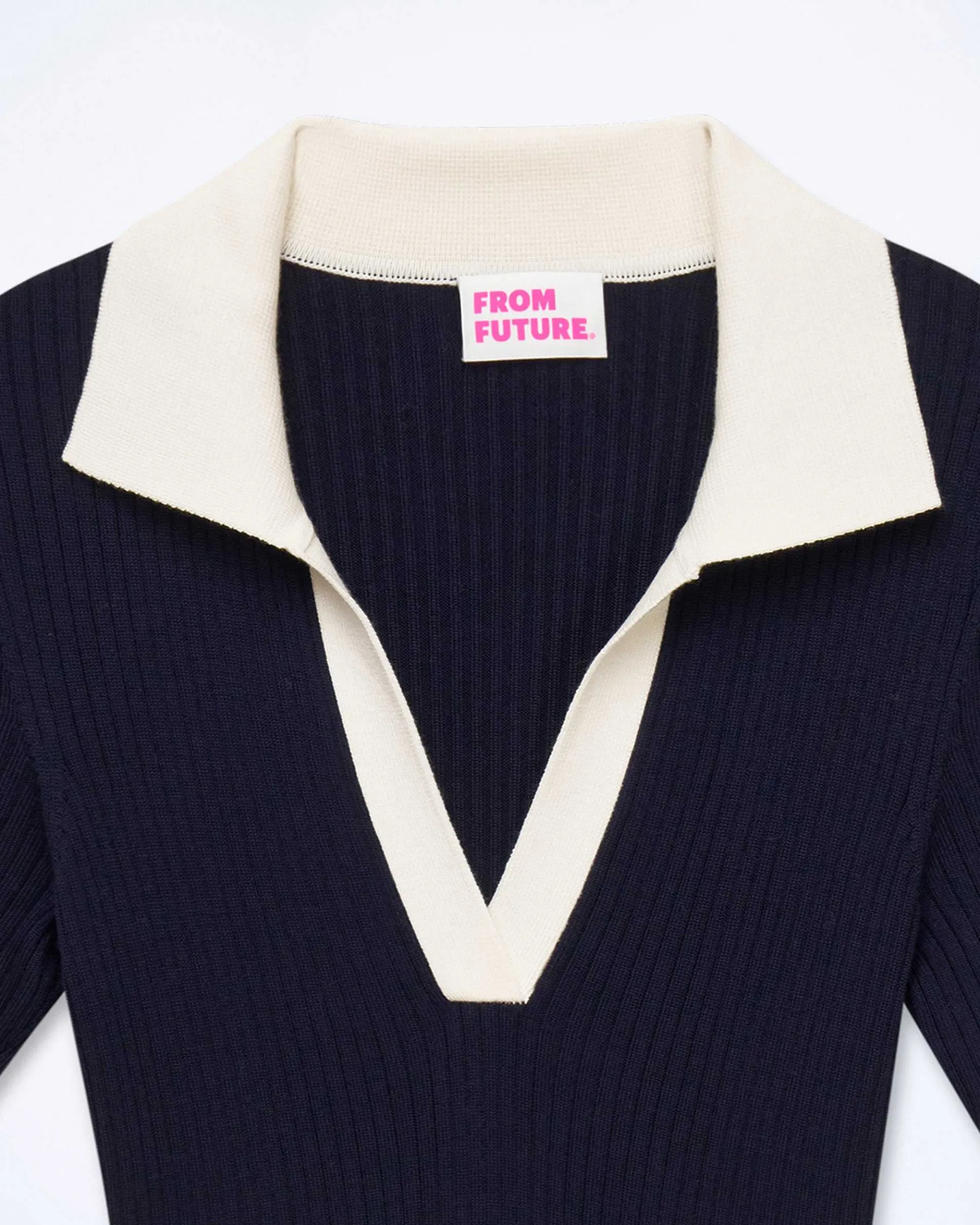 Sale FROM FUTURE Robe Longue Manche Courte Navy
