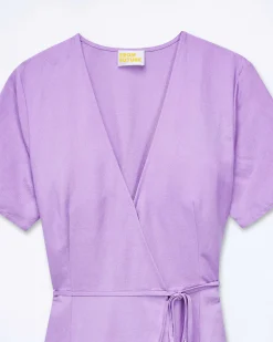 FROM FUTURE Robe Longue Manche Courte Evie Lilas