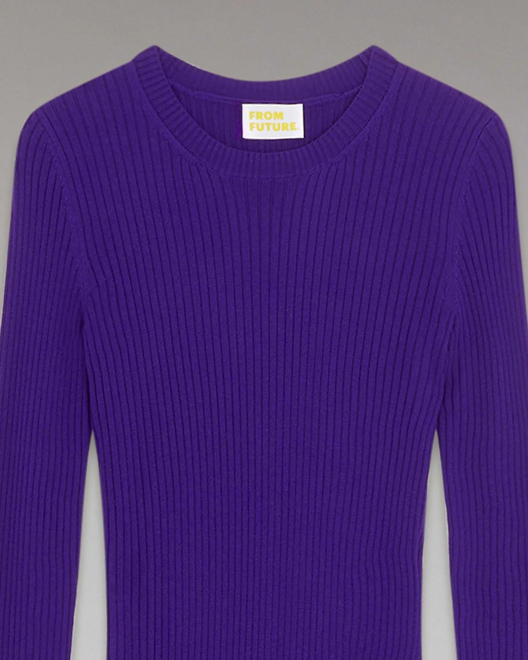 Discount FROM FUTURE Robe Longue Manche Longue A Cotes Fendue Intense Purple