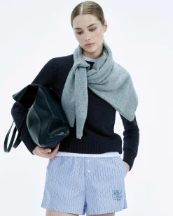 New FROM FUTURE Short Court Popeline Bleu Ciel Raye