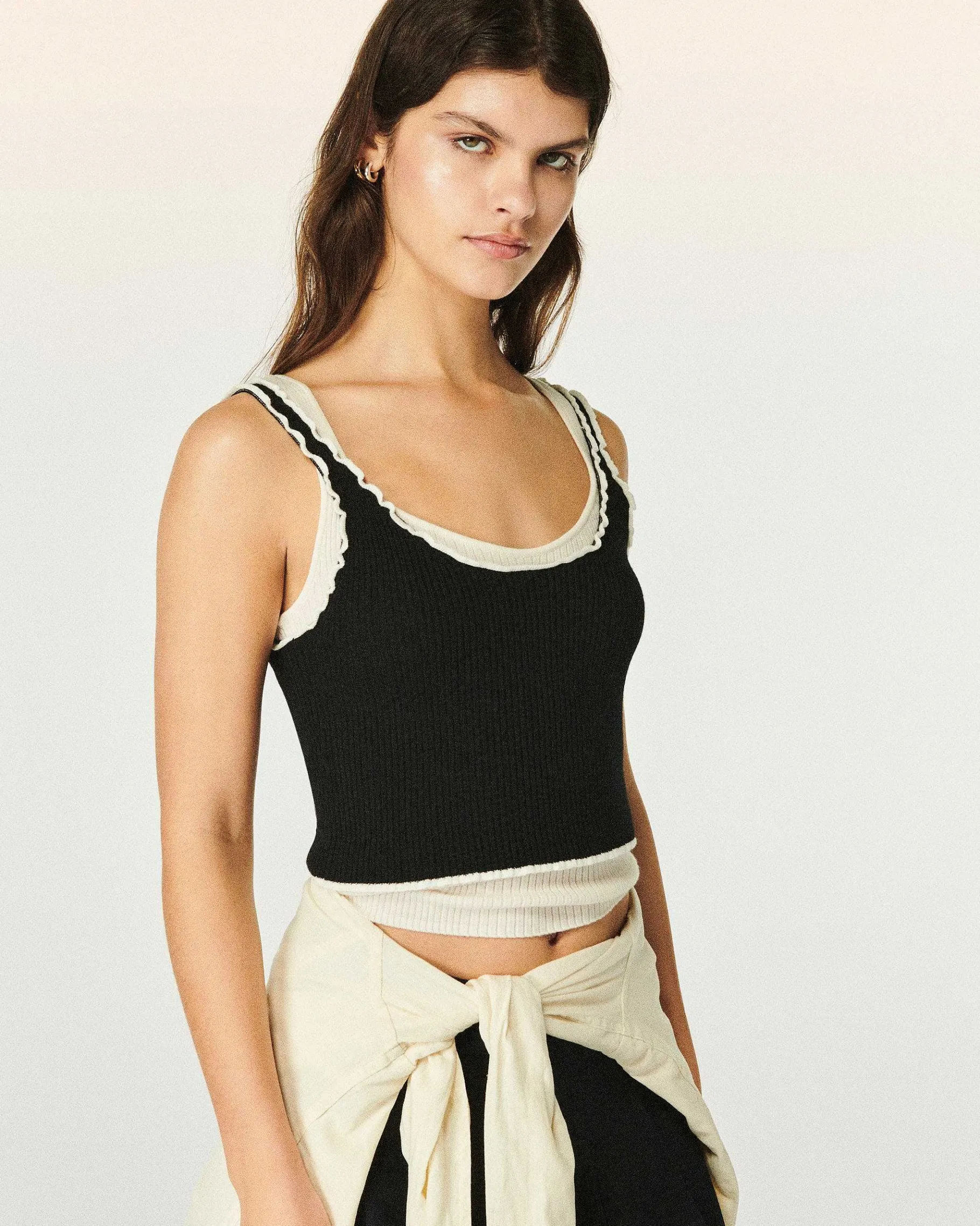 Clearance FROM FUTURE Top Brassiere Point Bourdon Bicolore Noir