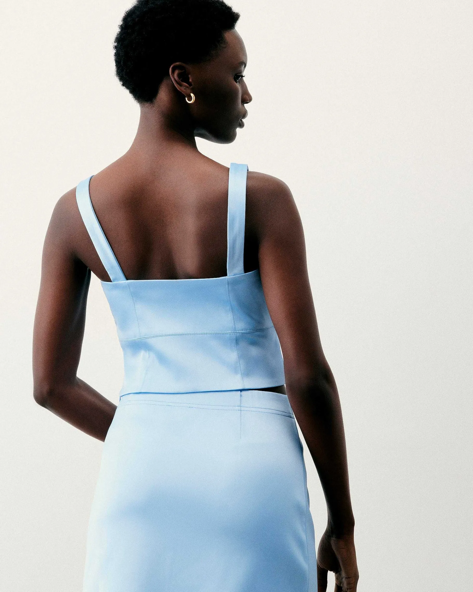 Outlet FROM FUTURE Top Bretelle Baby Blue