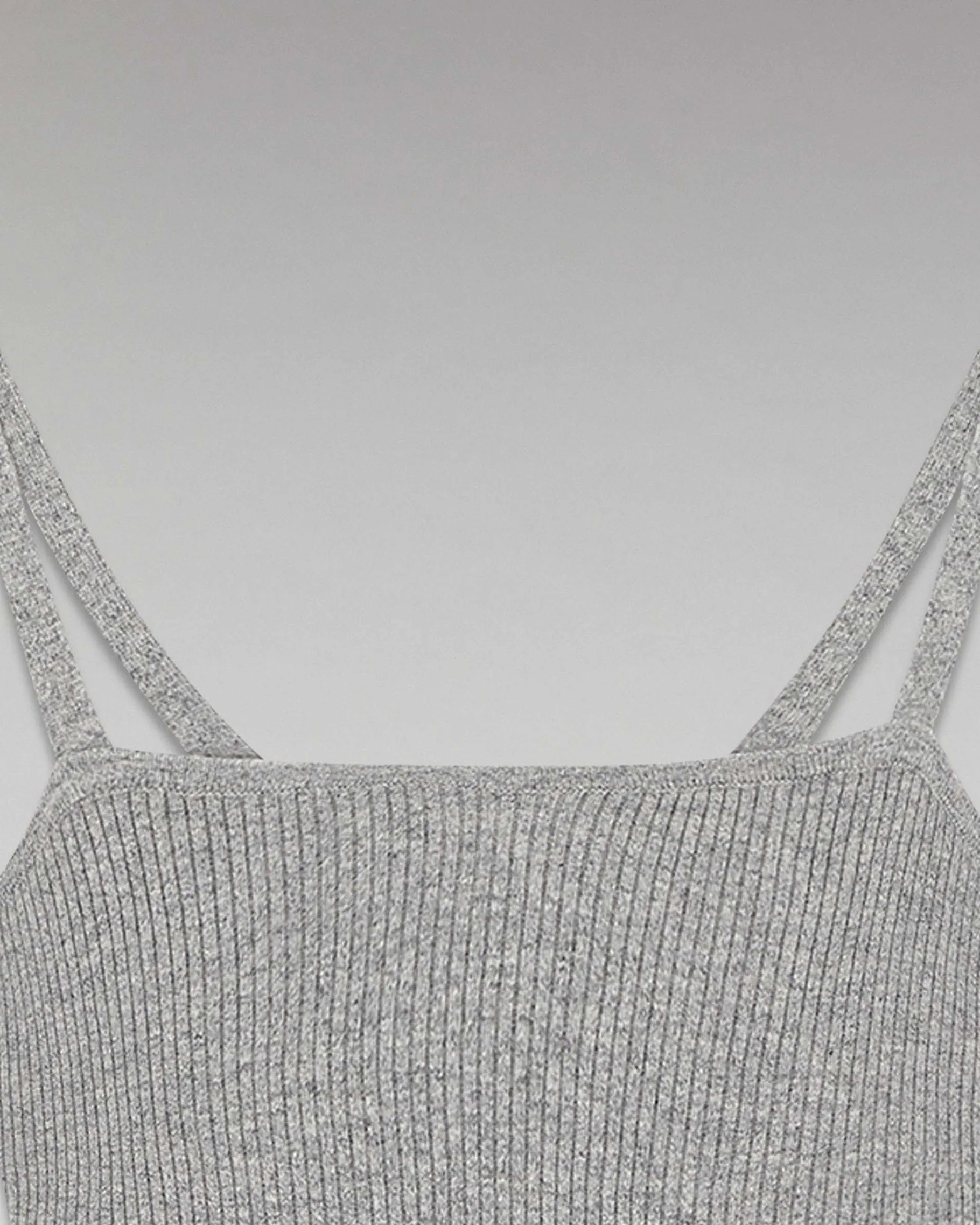 New FROM FUTURE Top Bretelle A Cotes Decollete Coeur Gris Chine Fonce