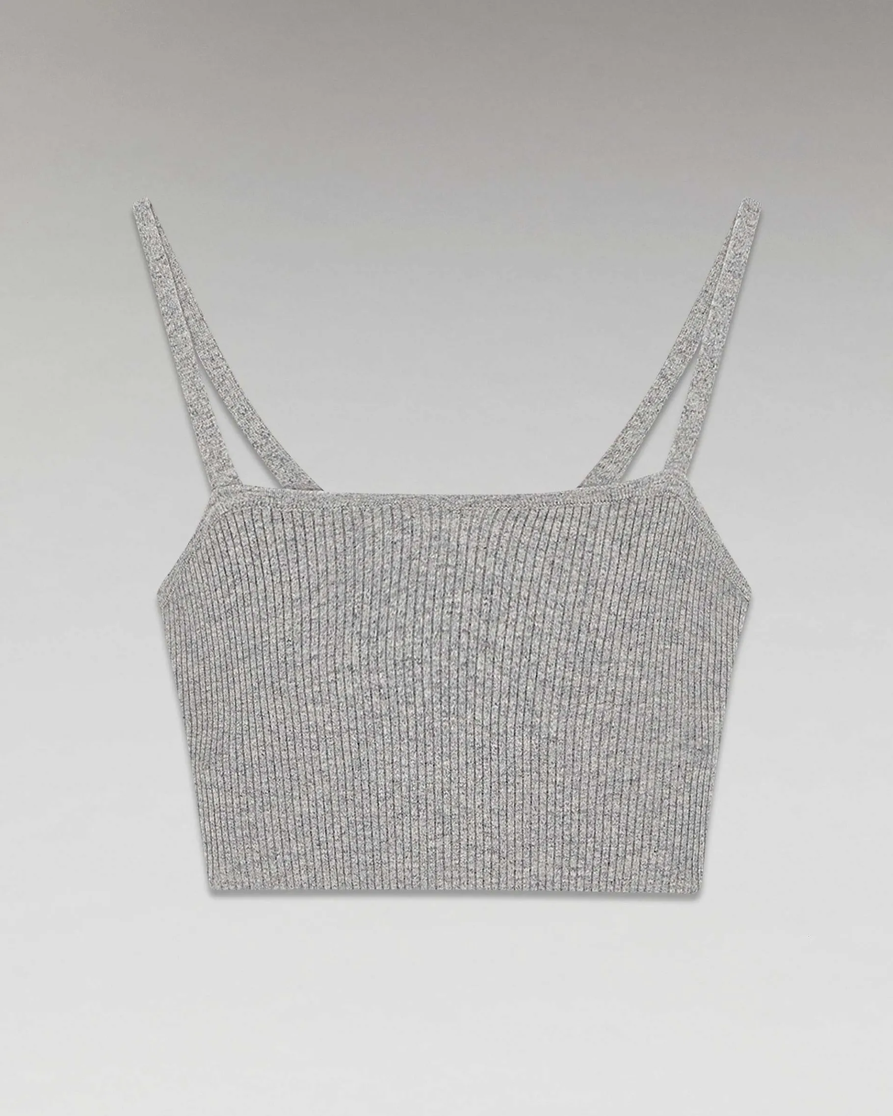 New FROM FUTURE Top Bretelle A Cotes Decollete Coeur Gris Chine Fonce