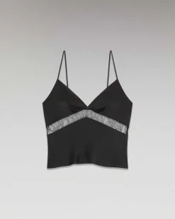 Best FROM FUTURE Top Bretelle Dentelle Noir