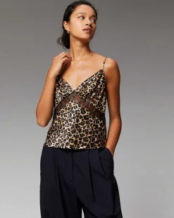 Outlet FROM FUTURE Top Bretelle Dentelle Winter Leopard