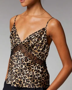 Outlet FROM FUTURE Top Bretelle Dentelle Winter Leopard