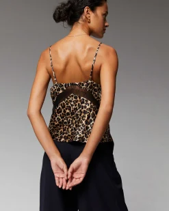 Outlet FROM FUTURE Top Bretelle Dentelle Winter Leopard
