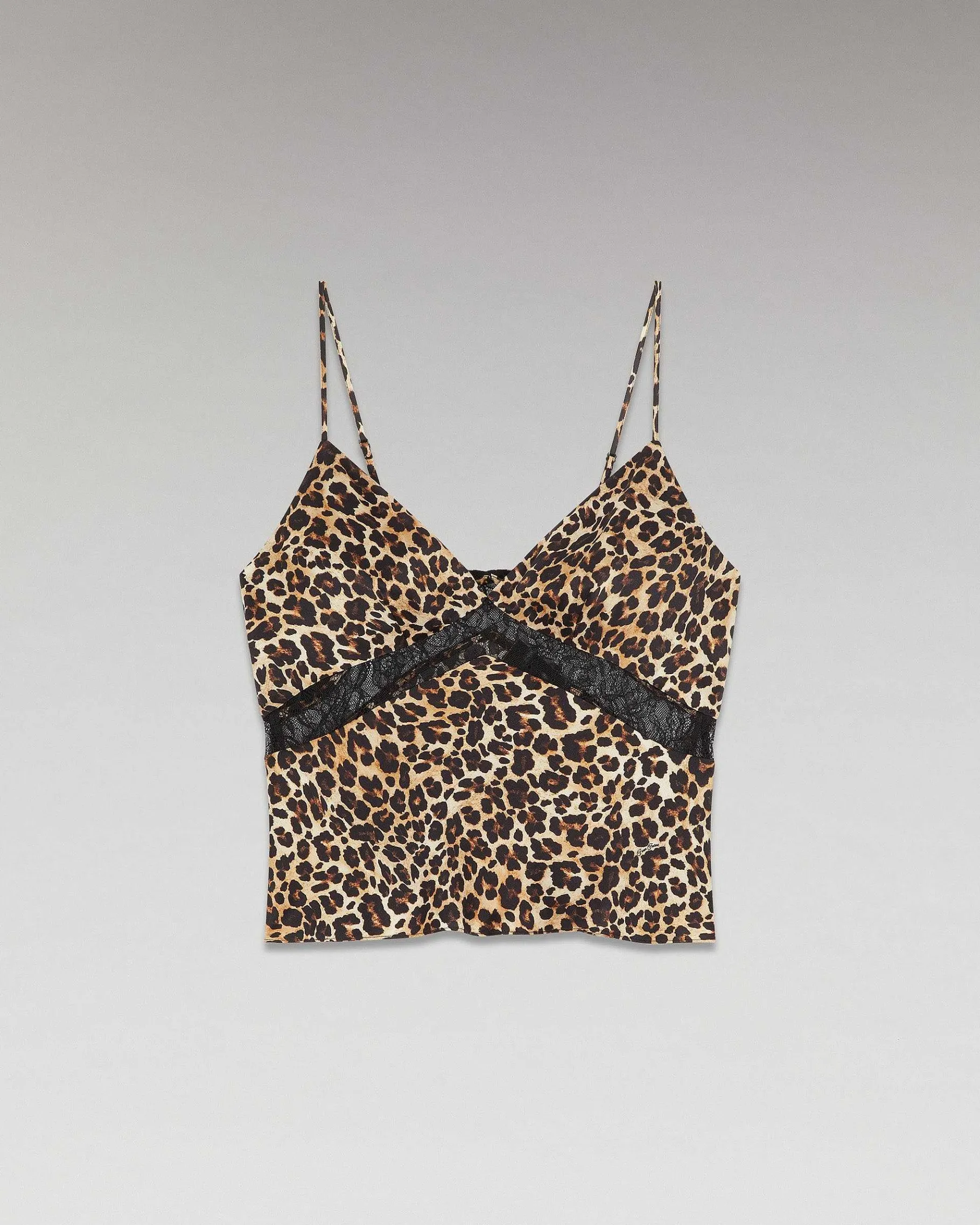 Outlet FROM FUTURE Top Bretelle Dentelle Winter Leopard