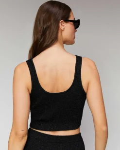 Hot FROM FUTURE Top Bretelle Metallise Boutons Bijoux Noir