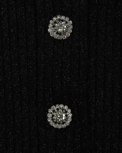 Hot FROM FUTURE Top Bretelle Metallise Boutons Bijoux Noir