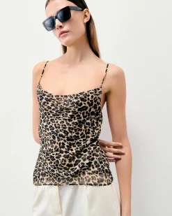 FROM FUTURE Top Bretelle Mousseline Winter Leopard