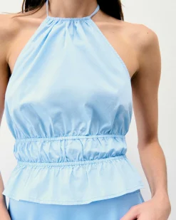 Best FROM FUTURE Top Bretelle Popeline Baby Blue