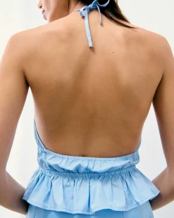 Best FROM FUTURE Top Bretelle Popeline Baby Blue