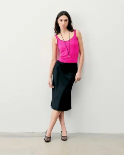 Outlet FROM FUTURE Top Debardeur A Cotes Liseres Contrastes Flash Pink