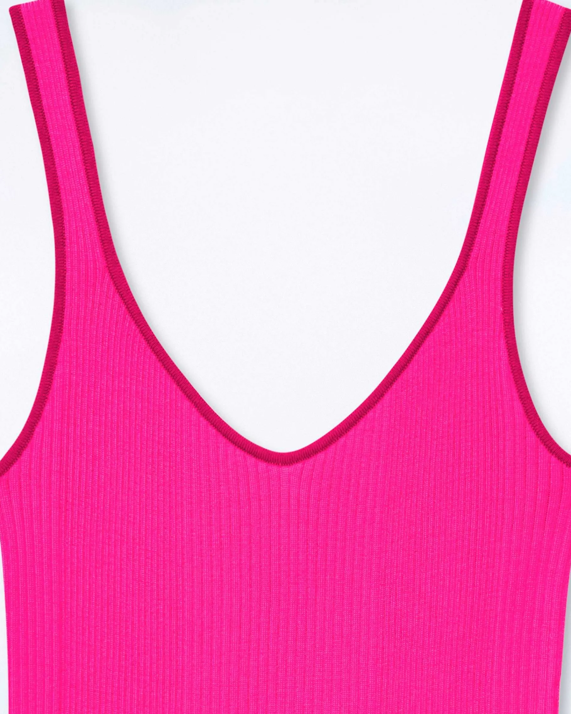 Outlet FROM FUTURE Top Debardeur A Cotes Liseres Contrastes Flash Pink
