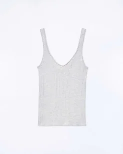 Discount FROM FUTURE Top Debardeur A Cotes Uni Gris Chine Clair