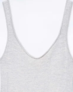 Discount FROM FUTURE Top Debardeur A Cotes Uni Gris Chine Clair