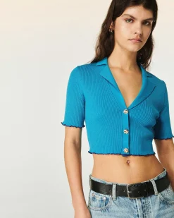 Discount FROM FUTURE Top Manches Courtes Bicolore Tropical Blue