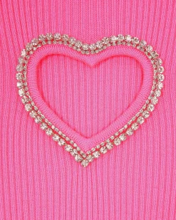 Clearance FROM FUTURE Top Manches Courtes Coeur Strass Sparkle Pink