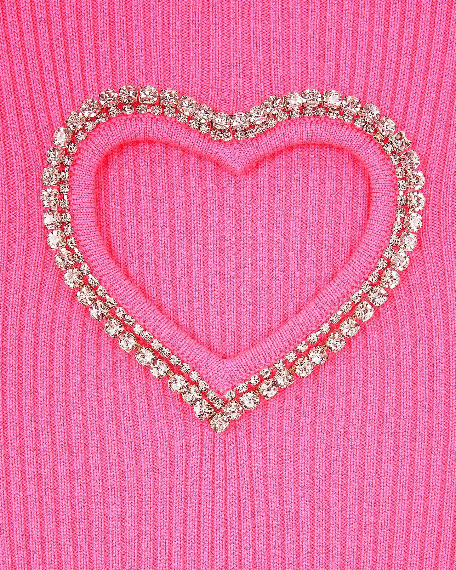 Clearance FROM FUTURE Top Manches Courtes Coeur Strass Sparkle Pink