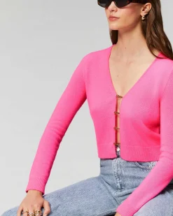 Hot FROM FUTURE Top Manches Longues Boutons Bijoux Sparkle Pink