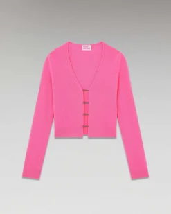 Discount FROM FUTURE Top Manches Longues Boutons Bijoux Sparkle Pink