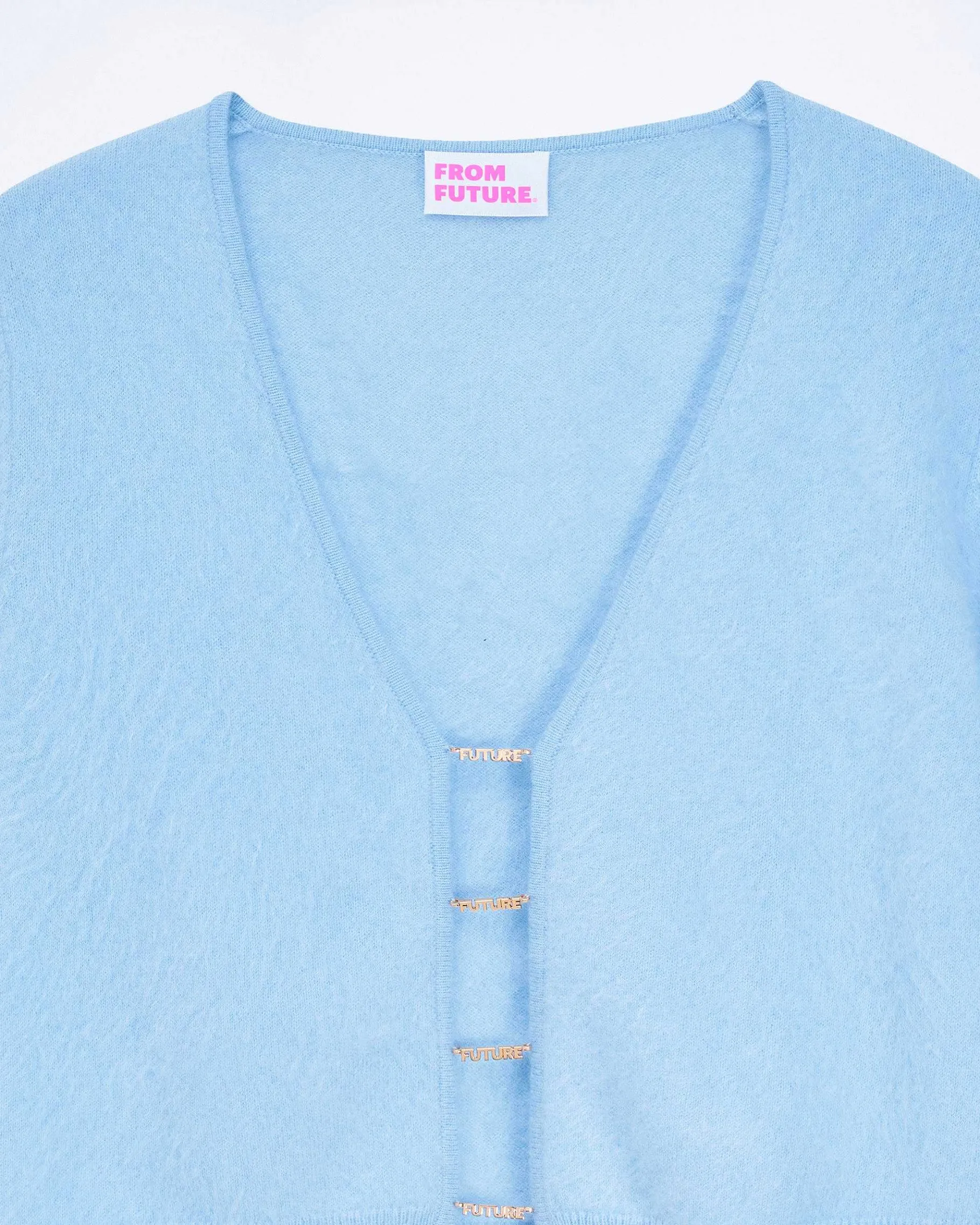 Hot FROM FUTURE Top Manches Longues En Cachemire Brosse Baby Blue