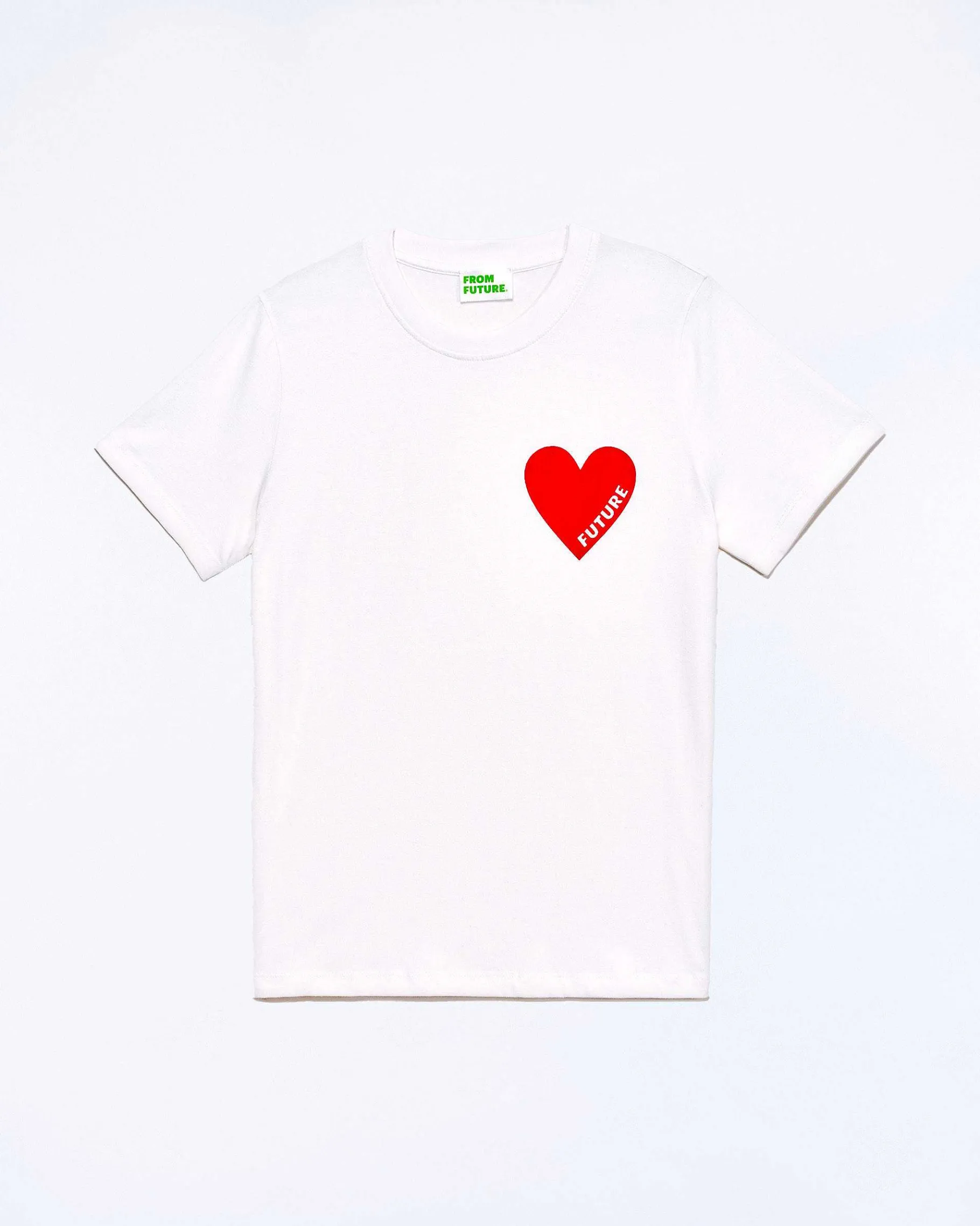 Outlet FROM FUTURE T-Shirt Coeur Col Rond Manches Courtes Blanc