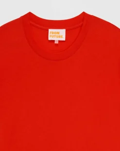 Clearance FROM FUTURE T-Shirt Col Rond Basique Rouge Vif