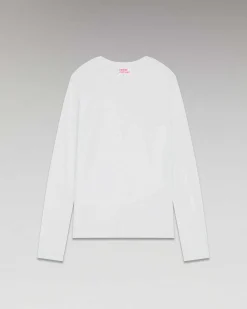 Sale FROM FUTURE T-Shirt Col Rond Basique Manches Longues Blanc