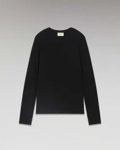 Best FROM FUTURE T-Shirt Col Rond Basique Manches Longues Noir