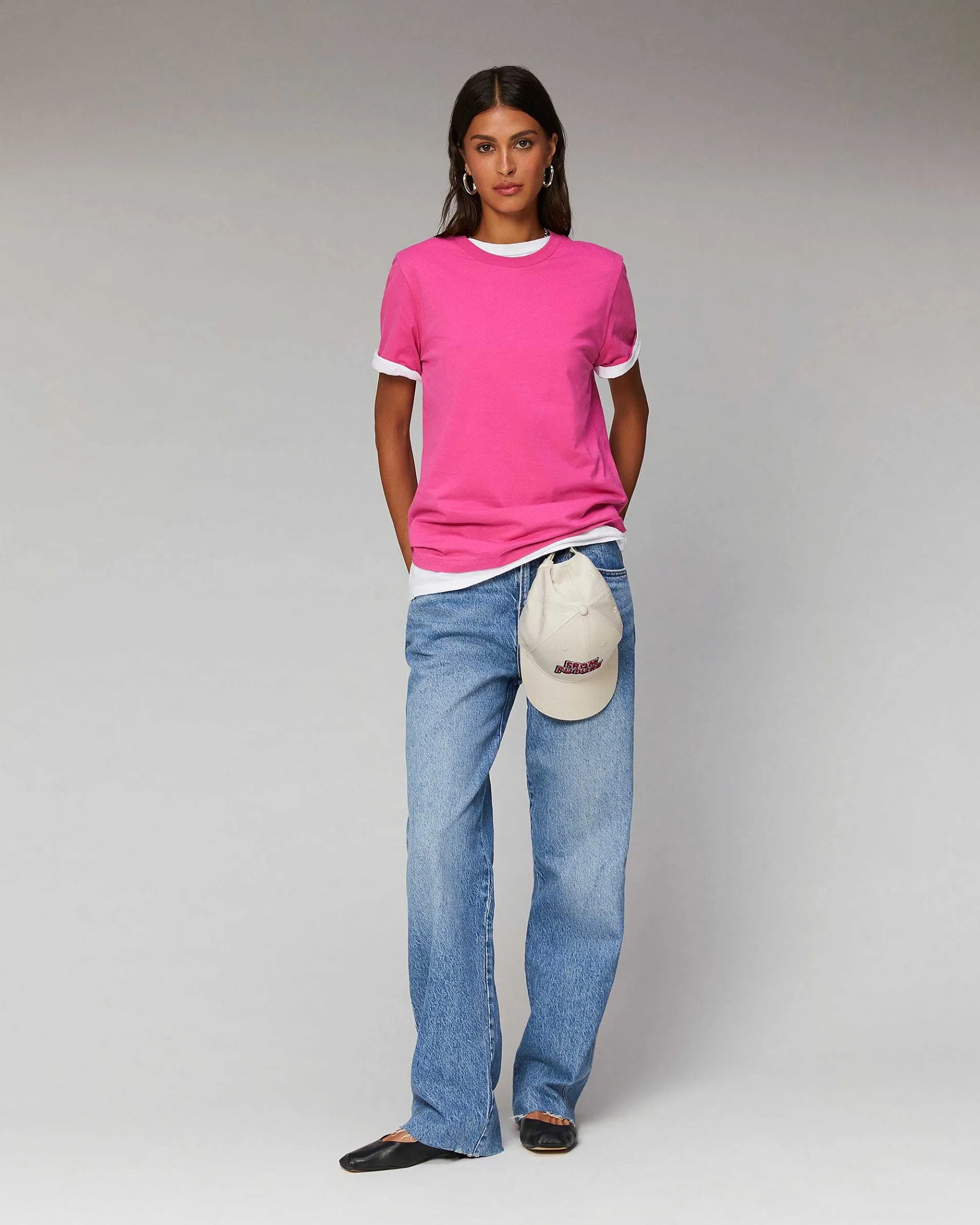 Hot FROM FUTURE T-Shirt Col Rond Boyfriend Flash Pink