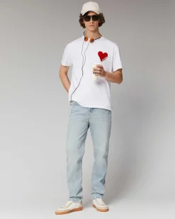Hot FROM FUTURE T-Shirt Col Rond Coeur Blanc