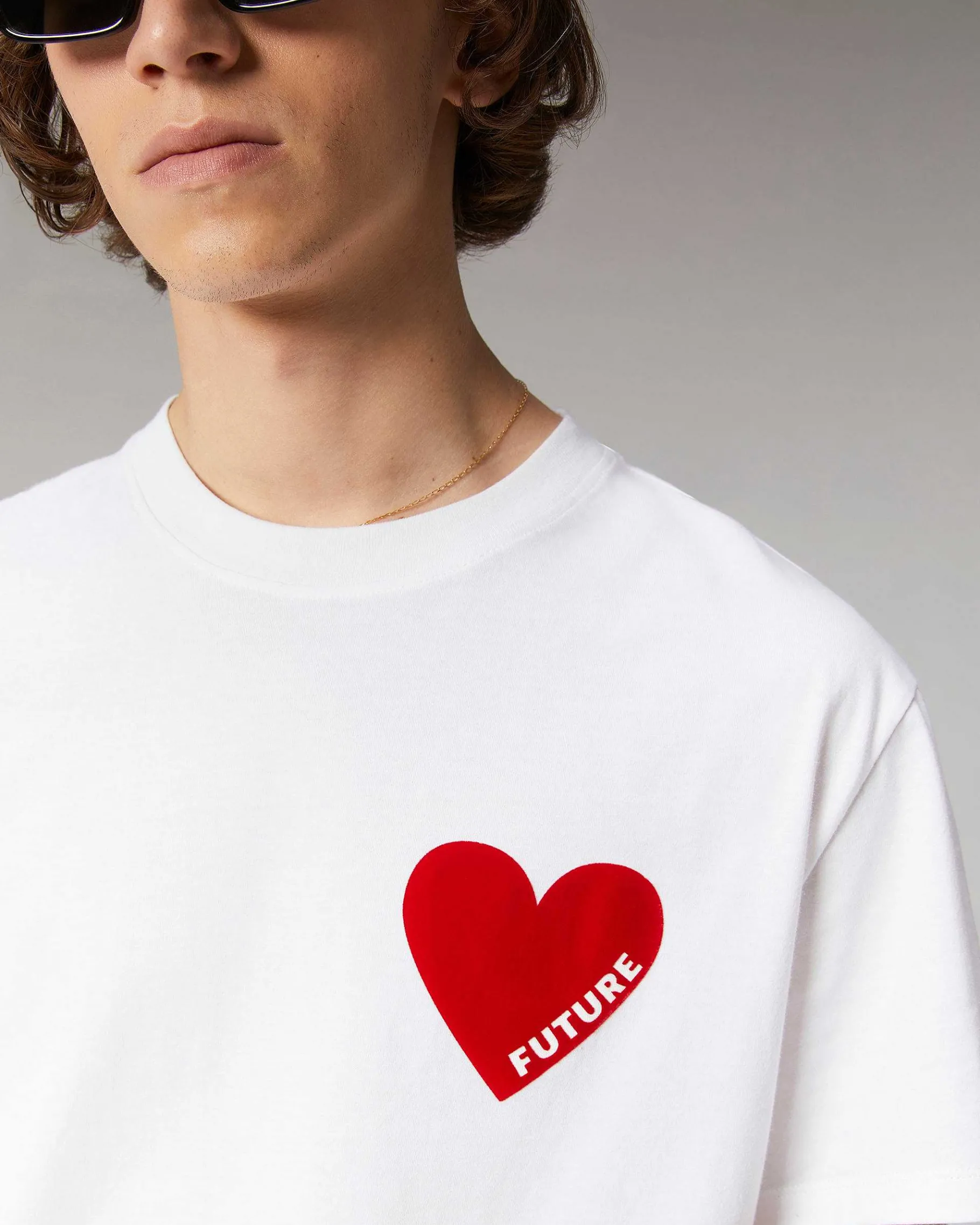 Hot FROM FUTURE T-Shirt Col Rond Coeur Blanc