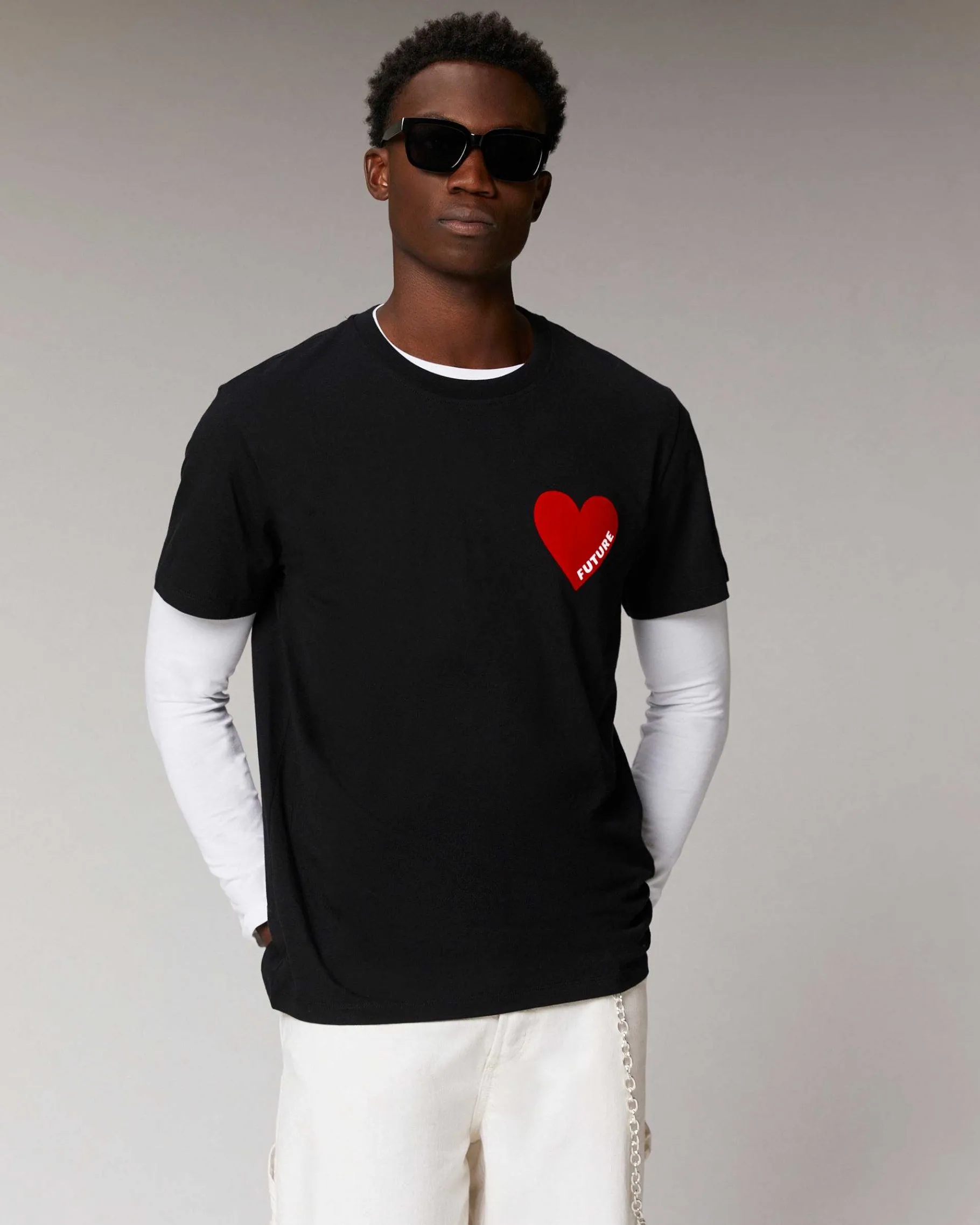 Best FROM FUTURE T-Shirt Col Rond Coeur Noir