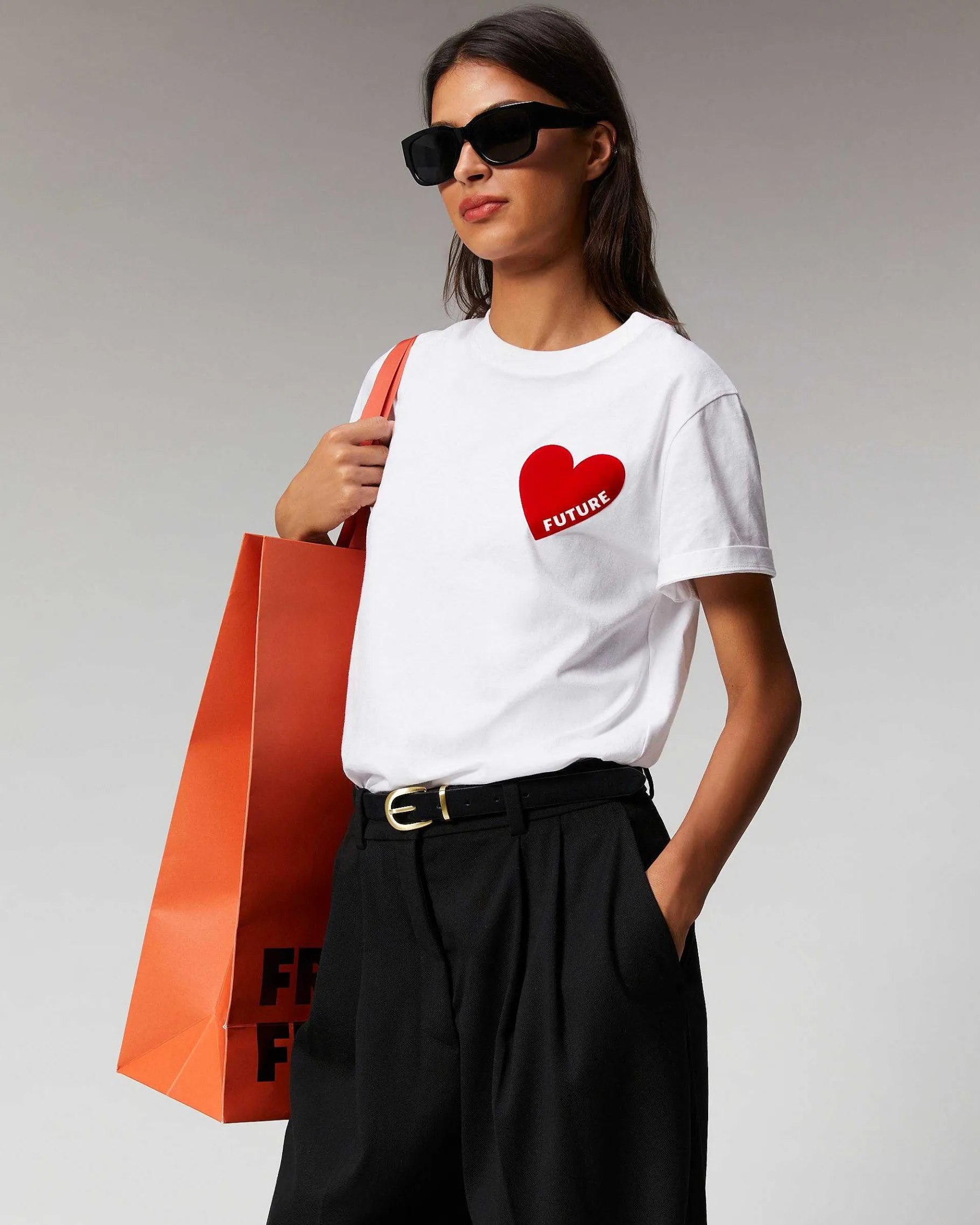 Best FROM FUTURE T-Shirt Col Rond Coeur Noir