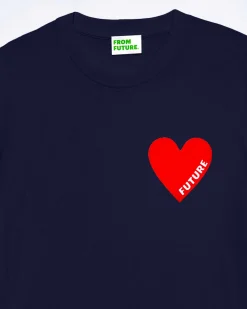 Hot FROM FUTURE T-Shirt Col Rond Manches Courtes Navy