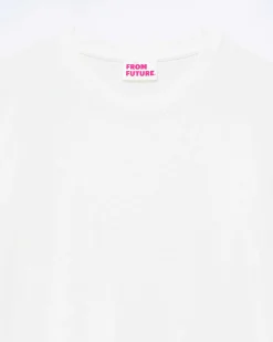 Discount FROM FUTURE T-Shirt Col Rond Manches Courtes Blanc