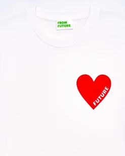 Discount FROM FUTURE T-Shirt Col Rond Manches Courtes Blanc