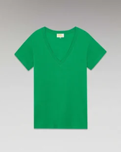 Outlet FROM FUTURE T-Shirt Col V Basique Summer Green