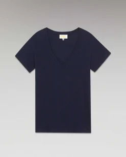 Discount FROM FUTURE T-Shirt Col V Basique Navy